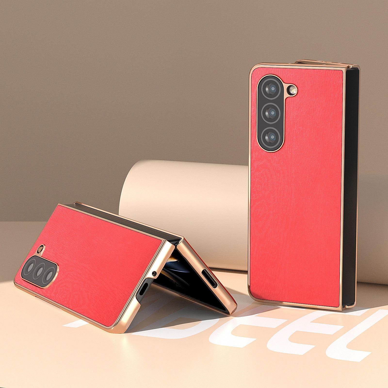 For Samsung Galaxy Z Fold5 5G Wood Grain Phone Case PU Leather Coated PC Shockproof Electroplating Cover For Samsung Galaxy Z Fold5 5G Wood Grain Phone Case PU Leather Coated PC Shockproof Electroplating Cover